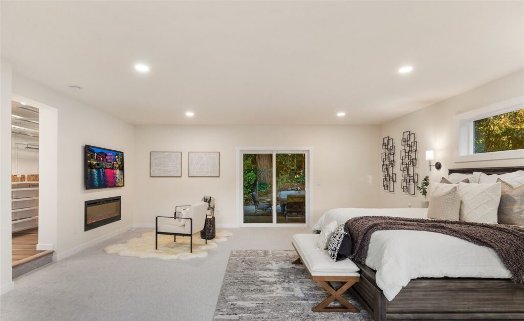 Staged primary bedroom in Normandy Park by IntExt Staging