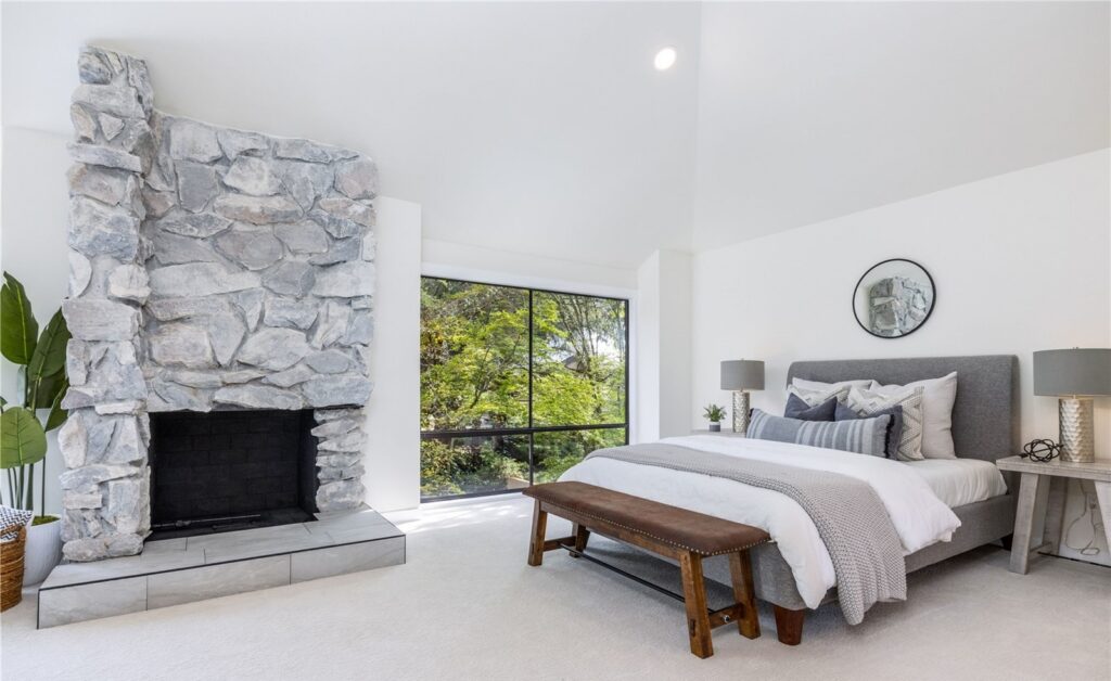 Staged primary bedroom in Redmond by IntExt Staging